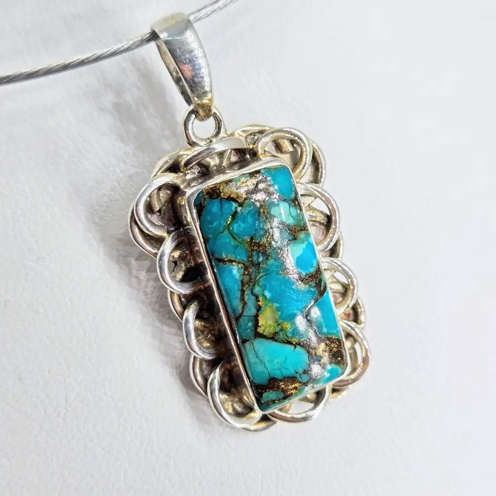 ?TUrquoise Signal’ Pendant Necklace - Mojave Turquoise Sterling - Key West Local Luxe