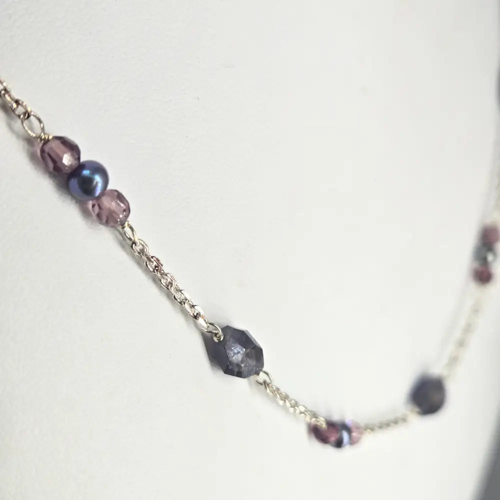 Velvet Vine Iolite Amethyst & Peacock Pearl Chip Necklace - Key West Local Luxe