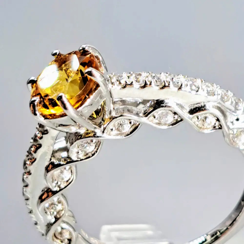 ?VEry Engaging!’ Sz 7 Ring - Citrine Zircon Stone Anti-tarnish Sterling Silver