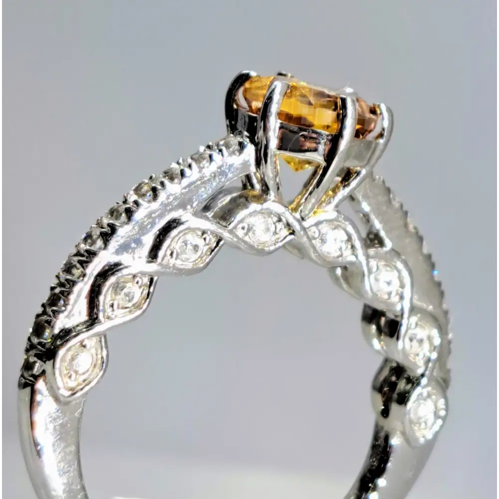 ?VEry Engaging!’ Sz 7 Ring - Citrine Zircon Stone Anti-tarnish Sterling Silver