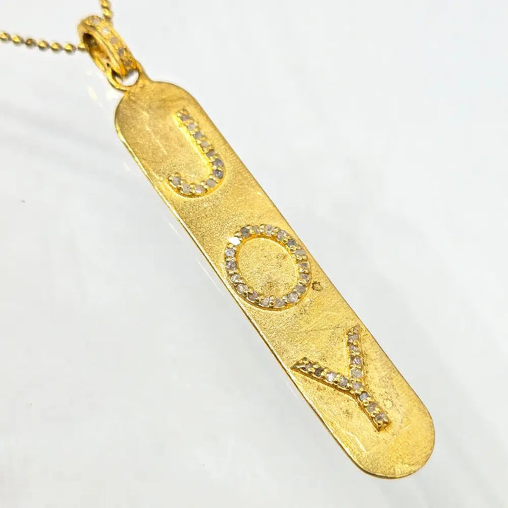 ?YOu Bring me Joy!’ Pendant Necklace - Diamonds 18k Gold Sterling - 16’’
