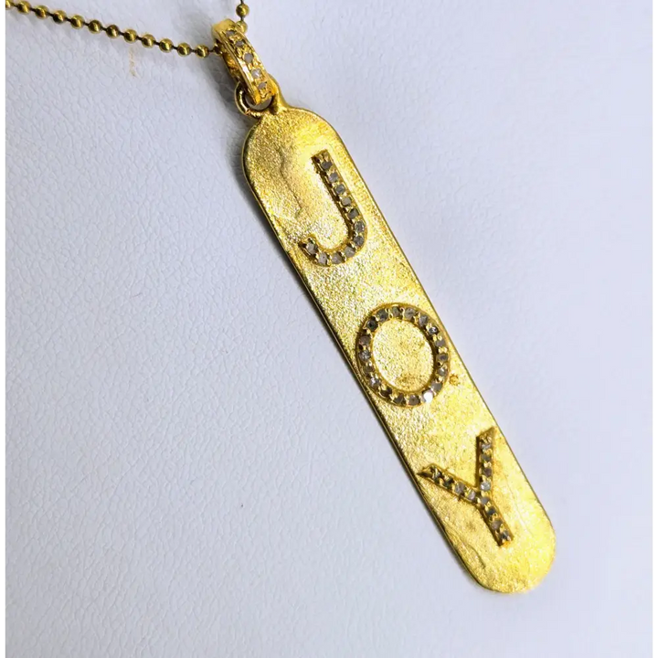 ?YOu Bring me Joy!’ Pendant Necklace - Diamonds 18k Gold Sterling - 16’’