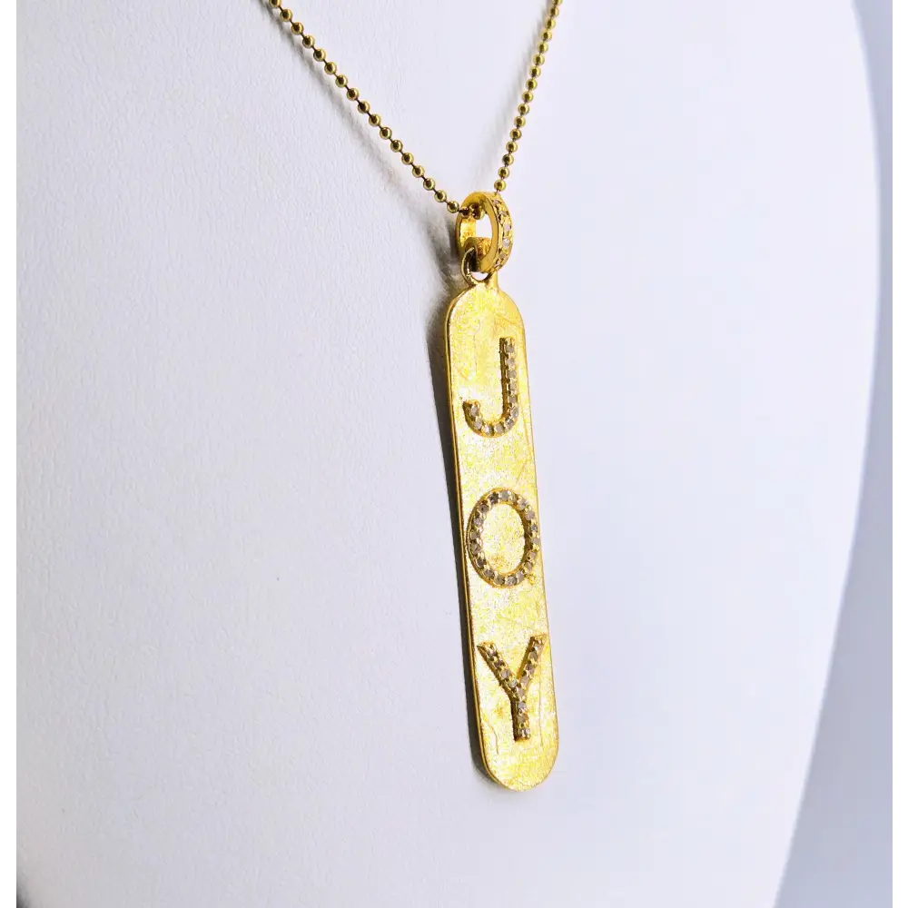 ?YOu Bring me Joy!’ Pendant Necklace - Diamonds 18k Gold Sterling - 16’’