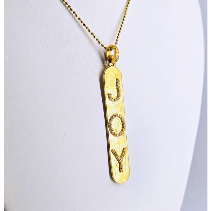 ?YOu Bring me Joy!’ Pendant Necklace - Diamonds 18k Gold Sterling - 16’’