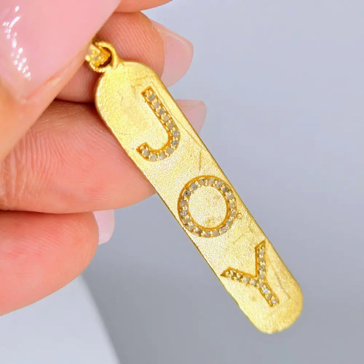 ?YOu Bring me Joy!’ Pendant Necklace - Diamonds 18k Gold Sterling - 16’’
