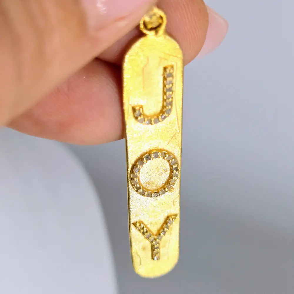 ?YOu Bring me Joy!’ Pendant Necklace - Diamonds 18k Gold Sterling - 16’’