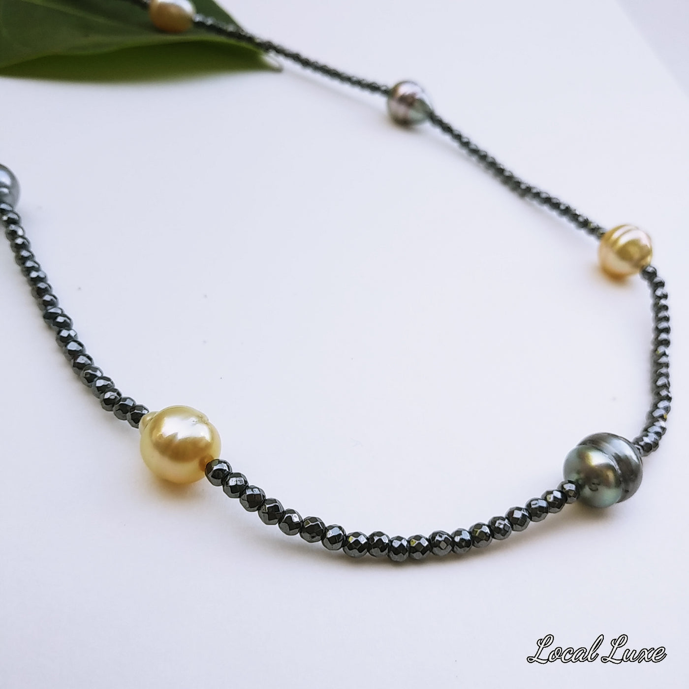 "The Space Between" Necklace - Tahitian & South Sea Pearls, Hematite