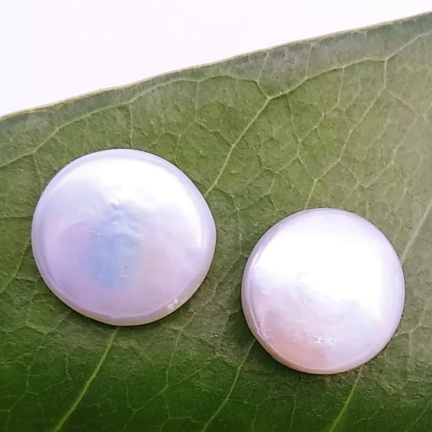 "Coin Pearl Studs!" .5" Earrings - Coin Pearl, Sterling