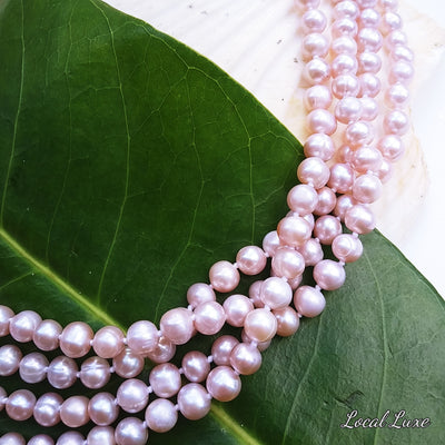 Pink Pearl Rope Necklace