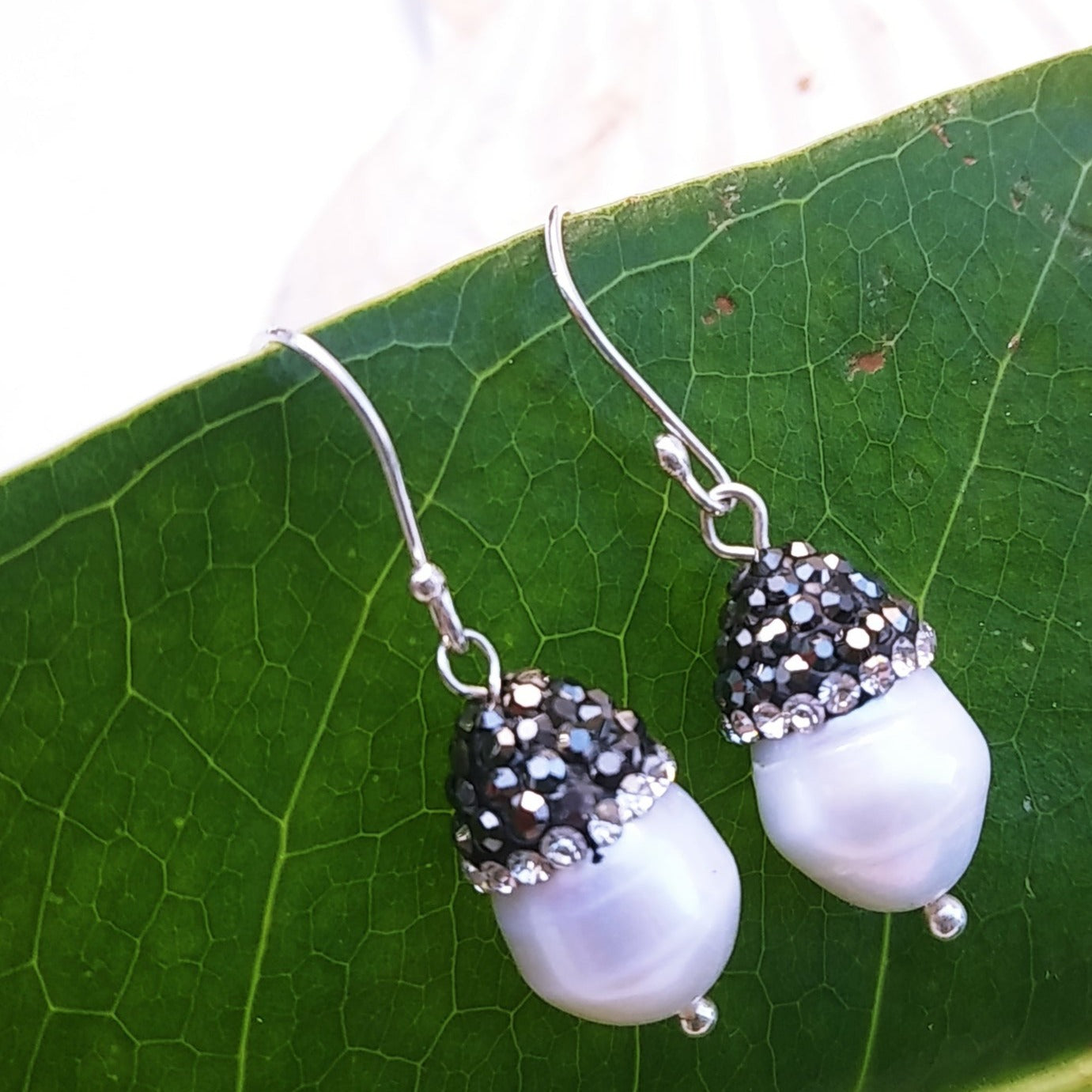 "Sparkle & Shine" 1.25" Earrings - Pearls, Crystals, Sterling
