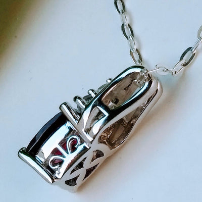 Rhodolite and Sapphire Pendant On Sterling Silver Chain Necklace