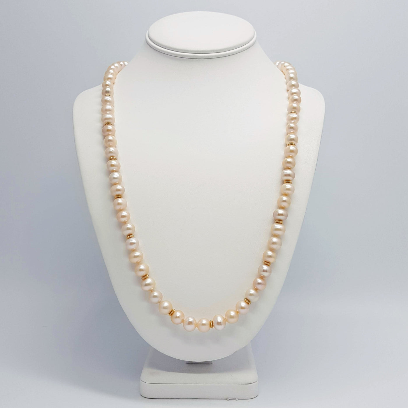 "Pink Lady" Necklace - Lustrous Pink Pearl with Gold Accents