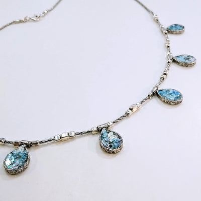 "Ancient Beauty" 18" Necklace - Ancient Roman Glass, Sterling