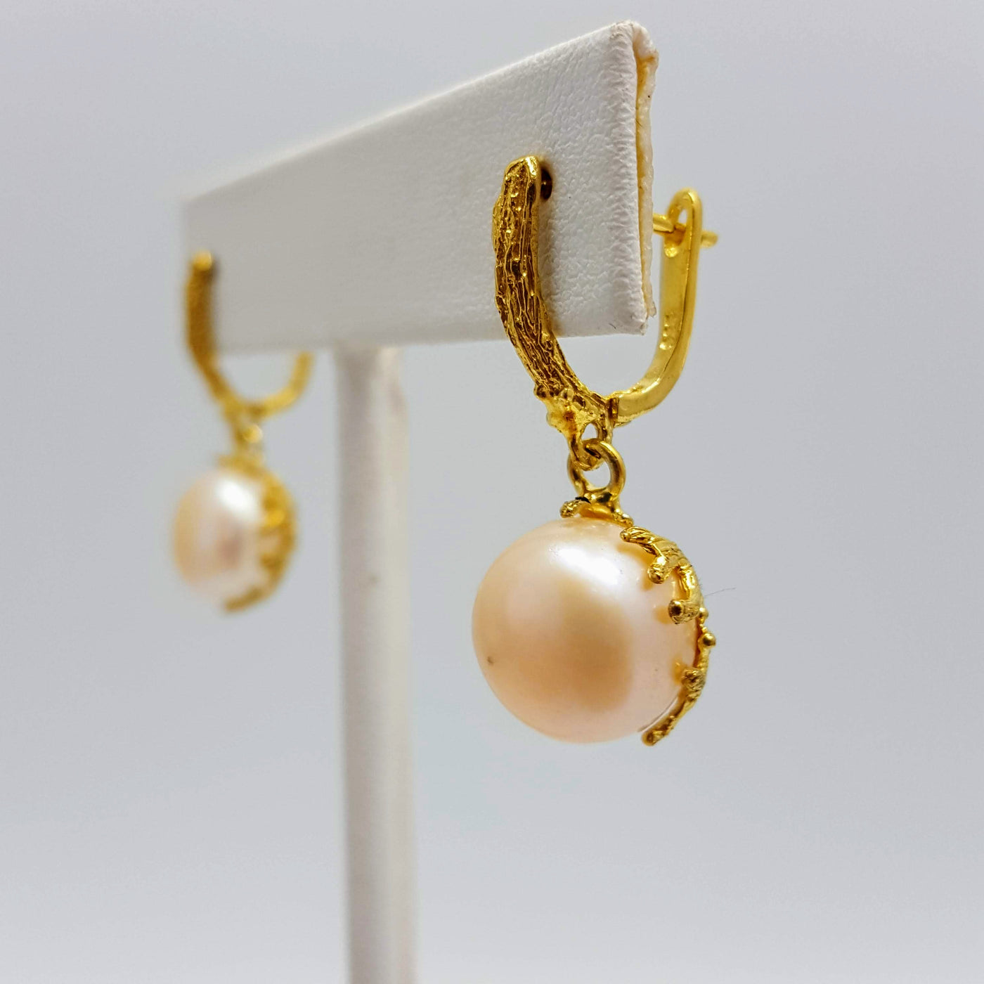 "Basket Beauty" Earrings  - Pearl Dangle