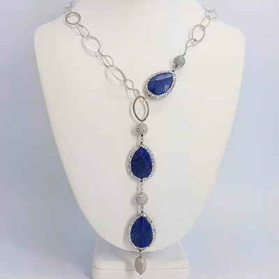 Lapis with Crystal Pave Necklace