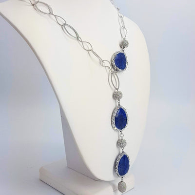 Lapis with Crystal Pave Necklace