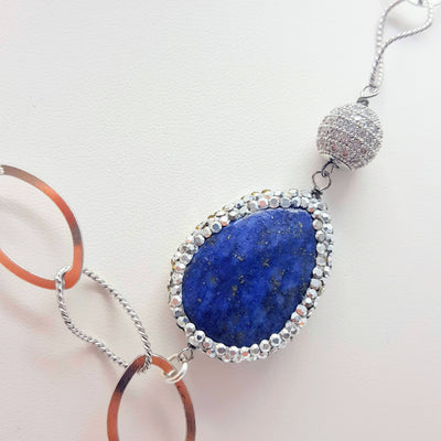 Lapis with Crystal Pave Necklace