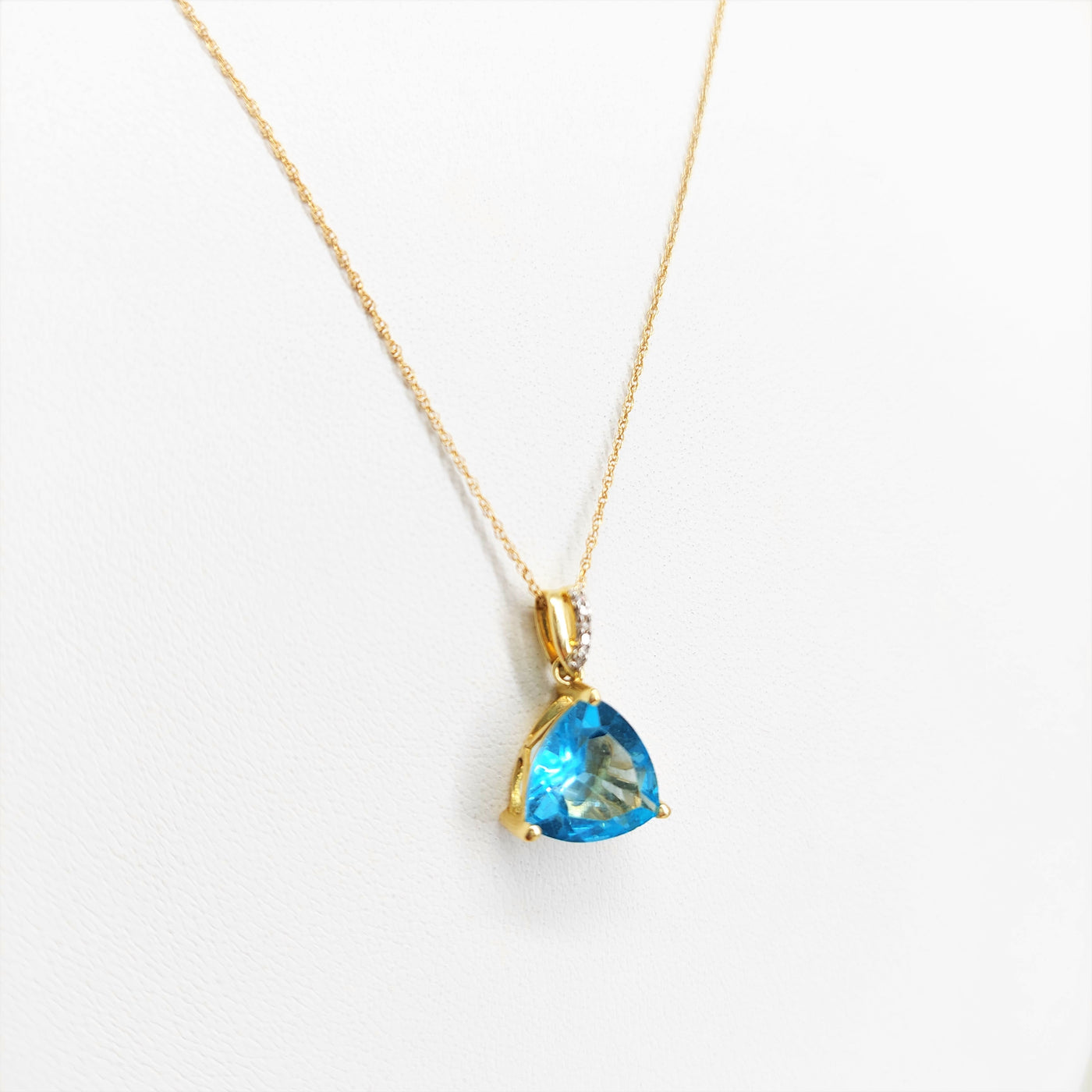 "Simply Caribbean" Pendant Necklace - Blue Topaz, Diamonds, 14k Gold