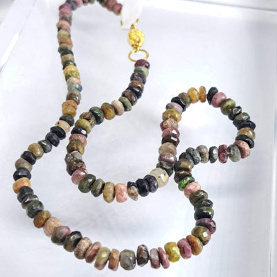 "Imperial Mystic" Pendant Necklace - Qing Dynasty Style, Mystic Topaz, Enamel, 22k Gold Sterling, Tourmaline Strand