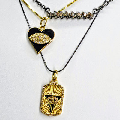 "All-Seeing Eye" Pendant Necklace - Diamonds, Enamel, 18k Gold Sterling