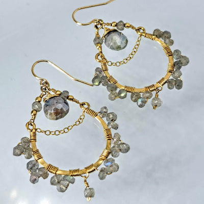"Dim The Lights" Earrings - Labradorite, Gold Sterling