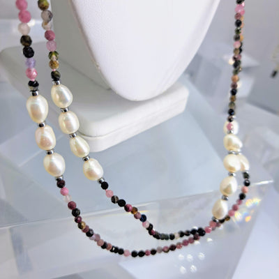 "La Tourmalina" Necklace - Tourmaline, Pearls, Sterling