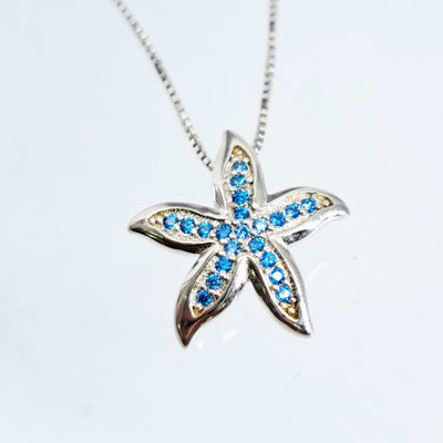"Star Baby" Necklace - Blue Topaz, Anti-tarnish Sterling