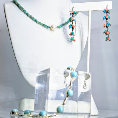 "Mermaid Style" Necklace - Amazonite, Pearl, Sterling