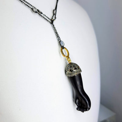 "Figa De La Femme" Pendant Necklace - Ebony, Raw Diamonds, Sterling