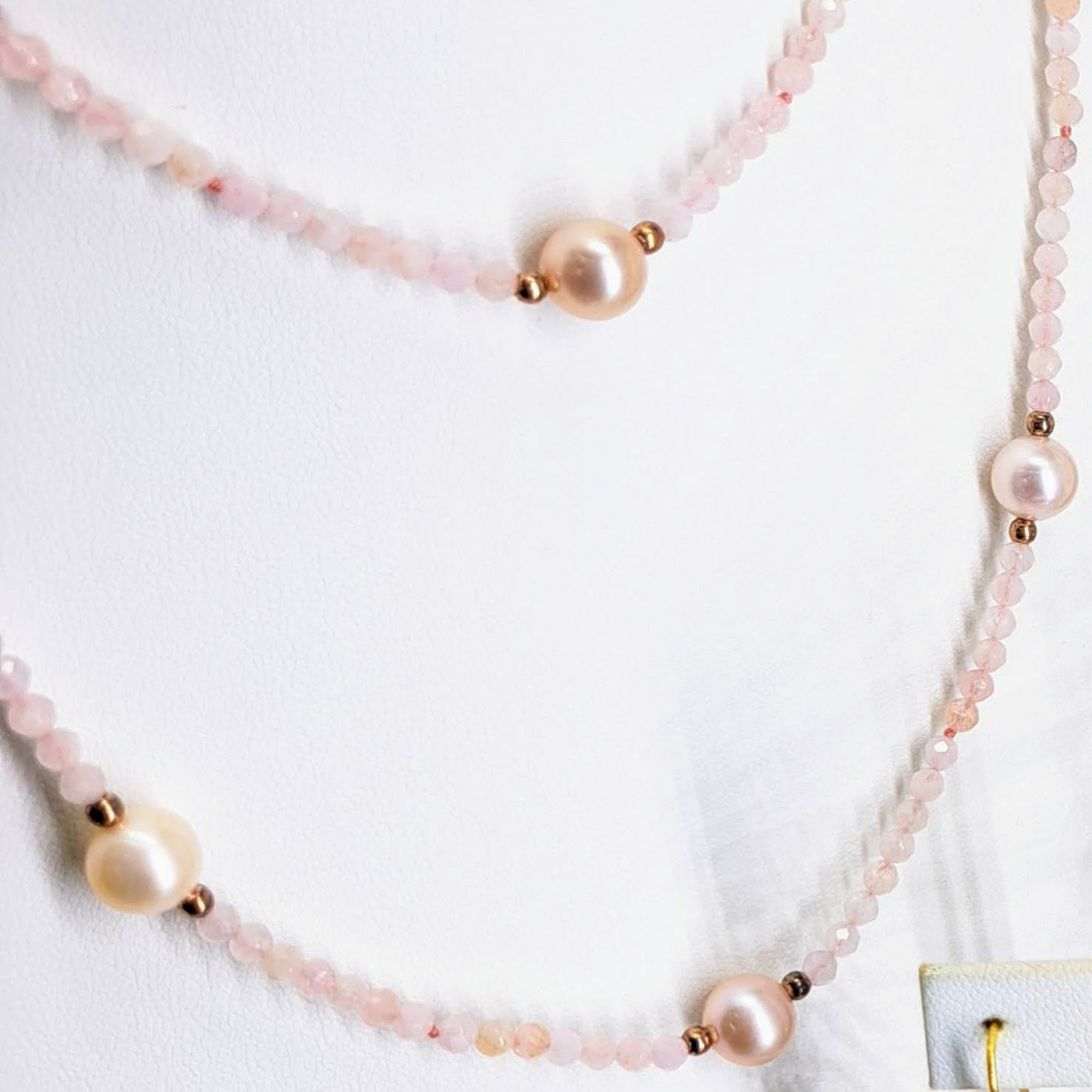 "Rosé" 36" Necklace - Pearl, Rose Quartz, Rose Gold Sterling
