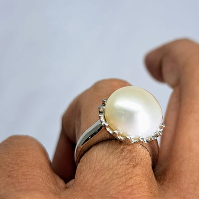 "Creamy Delicious" Ring - Pearl, Sterling
