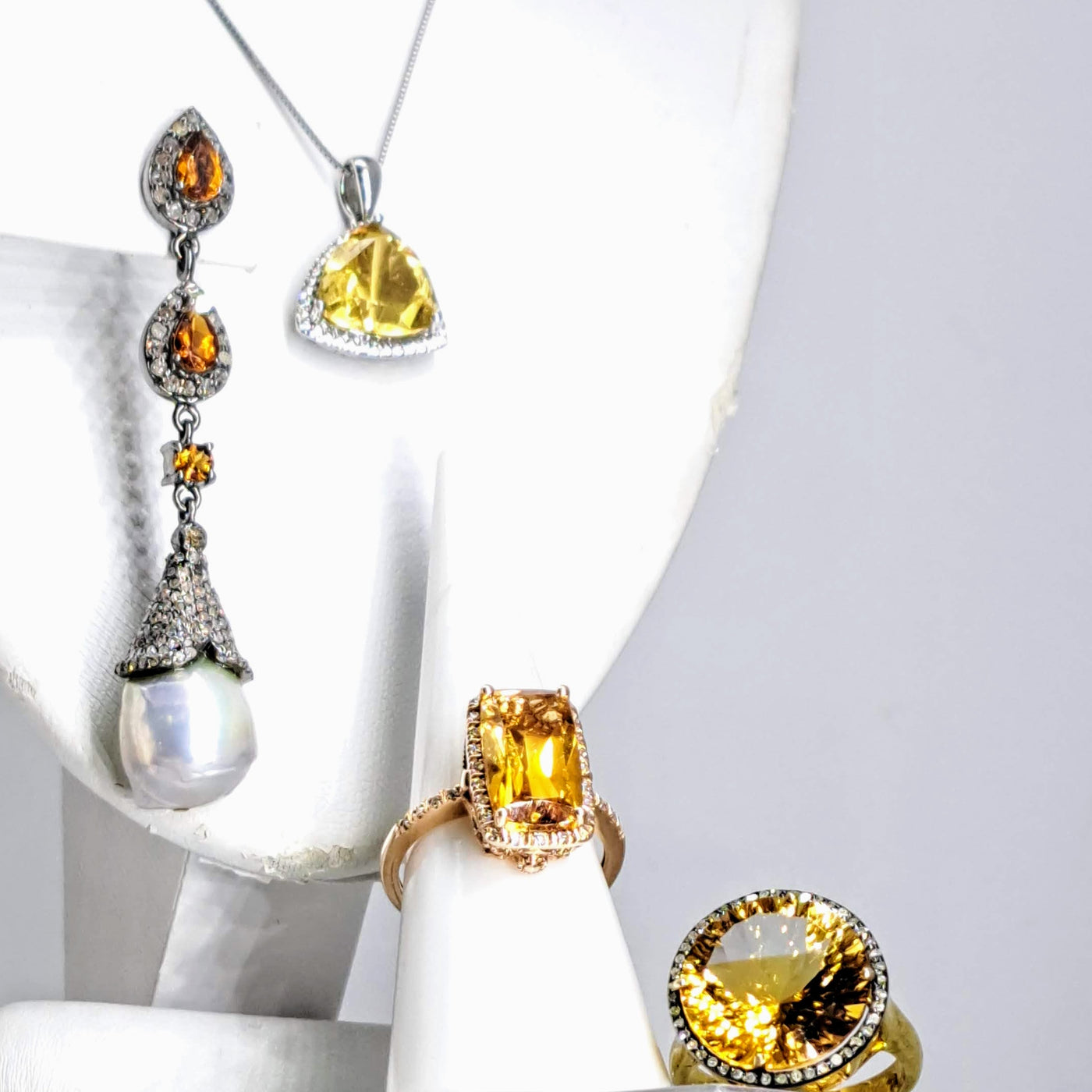 "Trillian Xs LOVE" Pendant Necklace - Citrine, Topaz, Anti-Tarnish Sterling