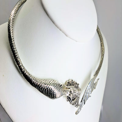 "Splashy Sister" 19" Necklace - Sterling Silver (Hinged Mermaid Collar)