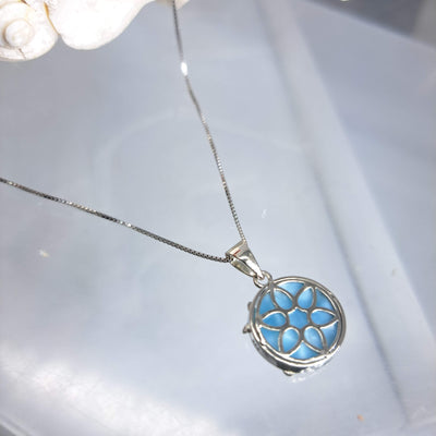 "Sea N Stars" 16" Pendant Necklace - Larimar, Anti-Tarnish Silver