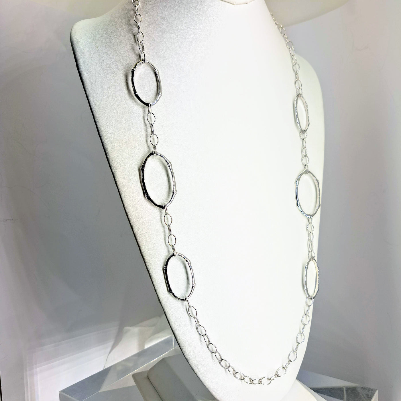 "Bamboo" 34" Necklace - Anti-tarnish Sterling