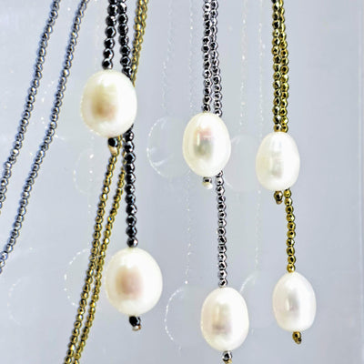 "Lady Lasso" 40" Necklace - Pearls, Hematite (Available In 3 Colors!)