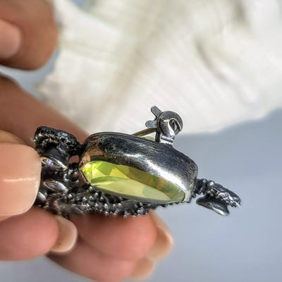 "Wild Horses" 2.75" X 1.25" Brooch Pendant - Lemon Topaz, Sterling