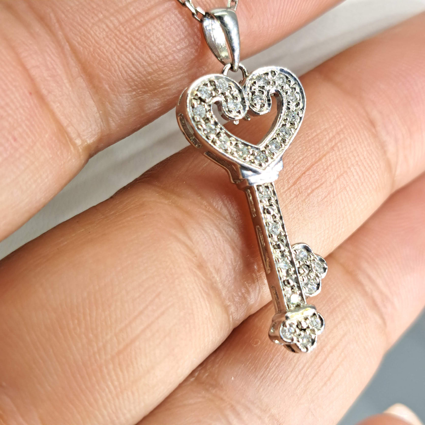 "She Holds The Key" 18" Necklace - Diamonds, Sterling