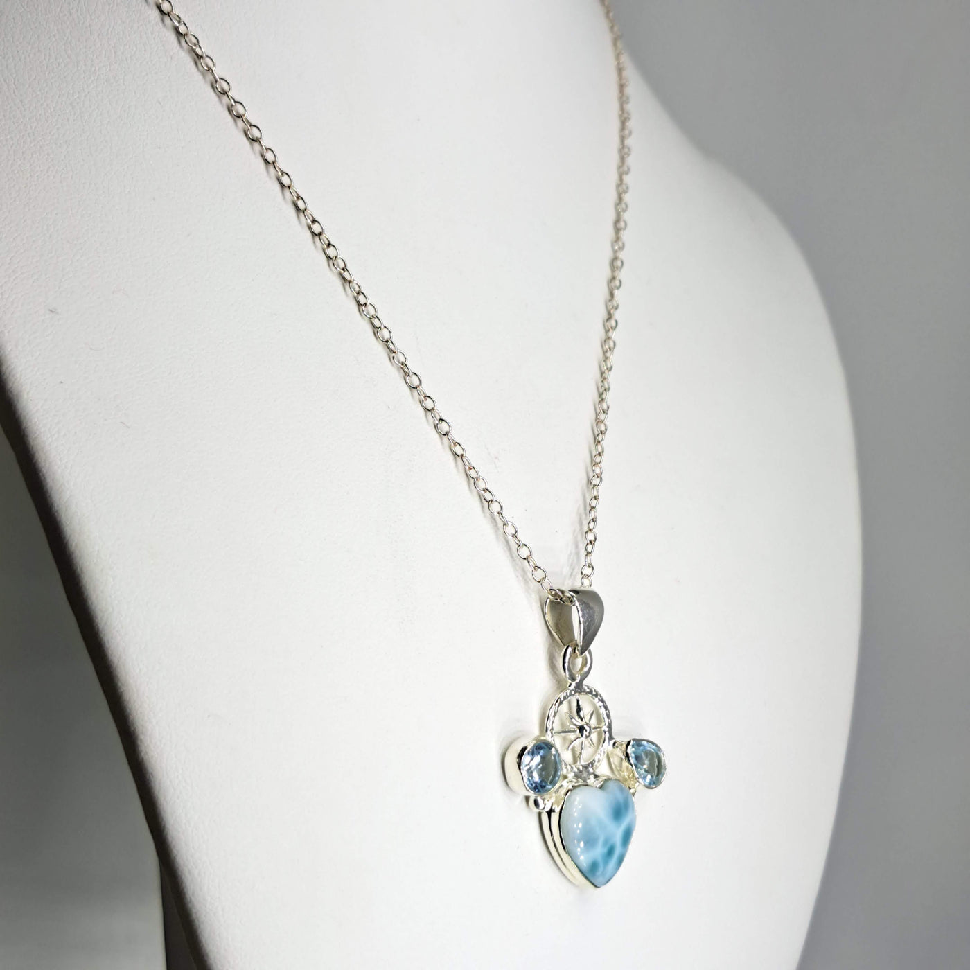 "The Way To You" 16" Necklace - Larimar, Topaz, Sterling
