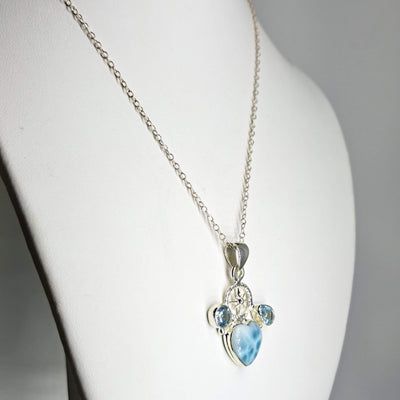 "The Way To You" 16" Necklace - Larimar, Topaz, Sterling