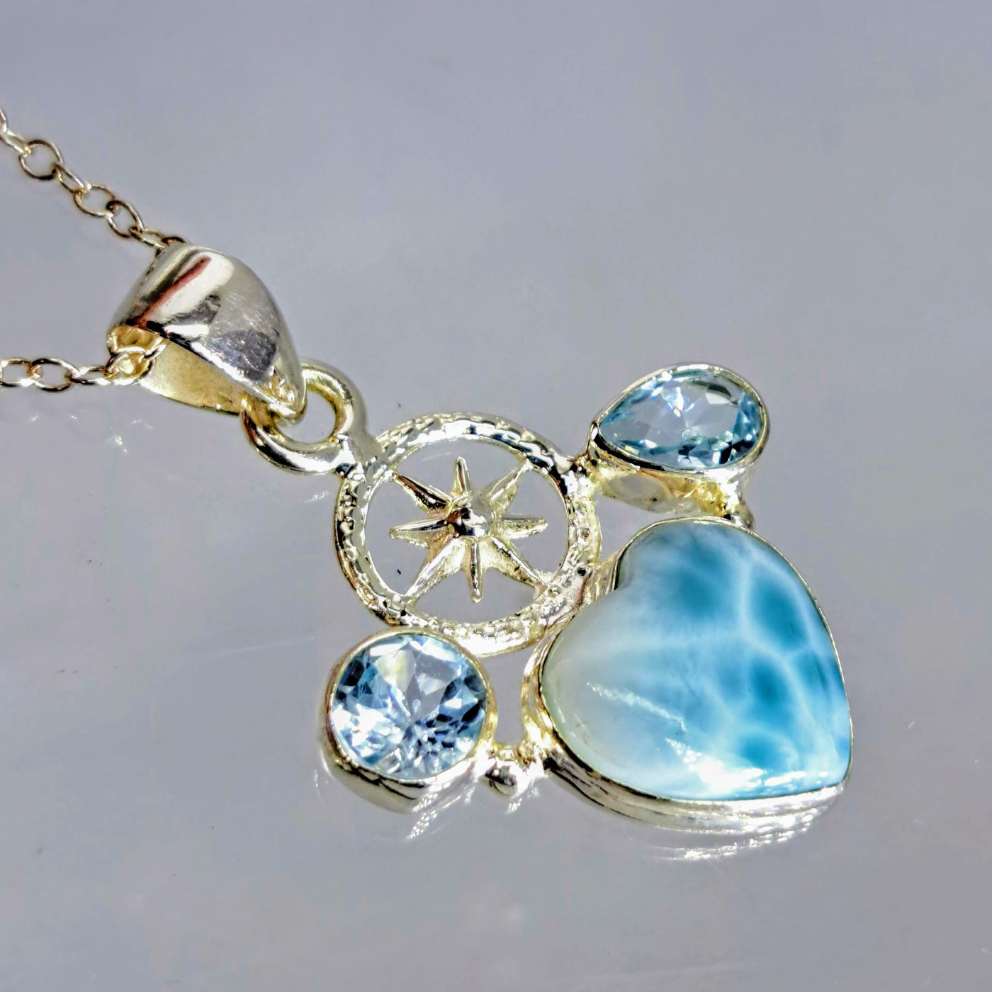 "The Way To You" 16" Necklace - Larimar, Topaz, Sterling