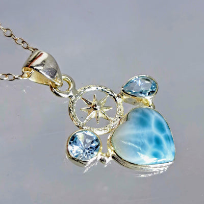 "The Way To You" 16" Necklace - Larimar, Topaz, Sterling