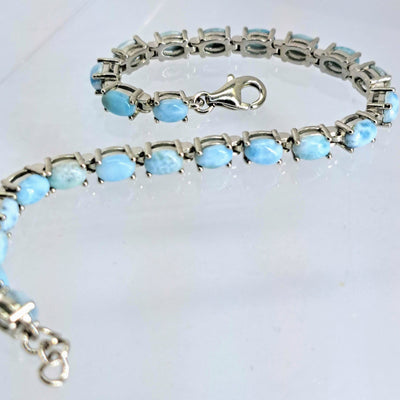 "Island Time" 7.5"-8" Bracelet - Larimar, Sterling