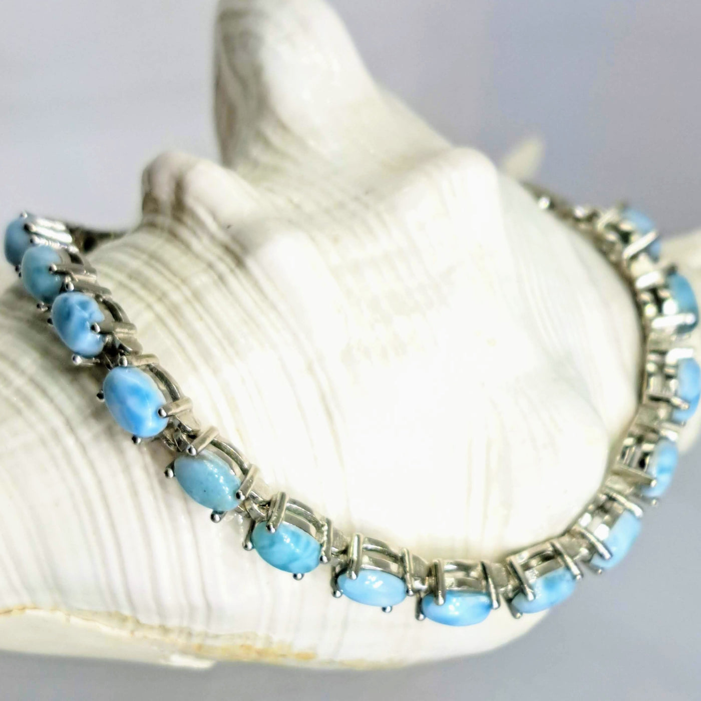 "Island Time" 7.5"-8" Bracelet - Larimar, Sterling