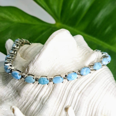 "Island Time" 7.5"-8" Bracelet - Larimar, Sterling