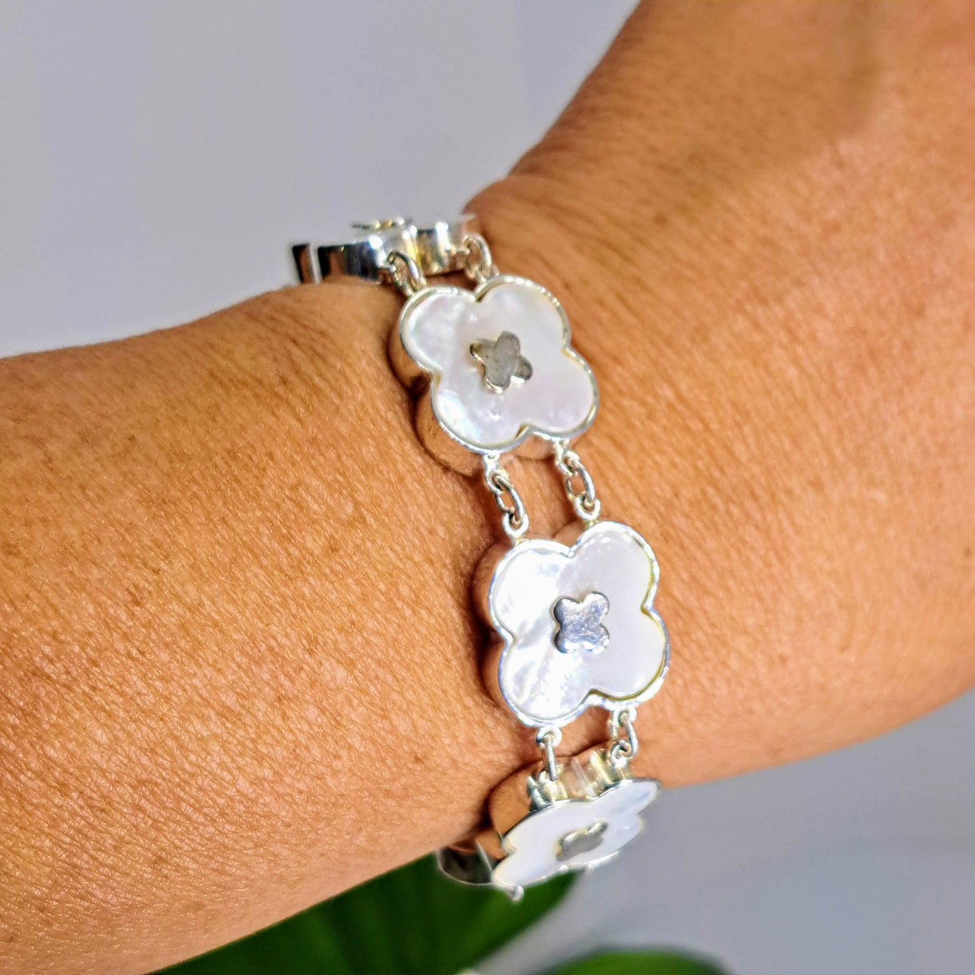 "Fancy Lady-Pirate" 7" - 7.5" Bracelet - South Sea Mother-of-Pearl, Sterling