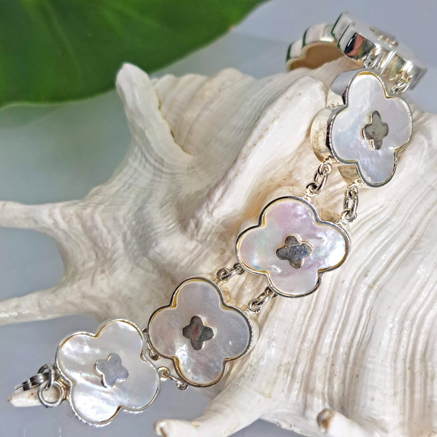 "Fancy Lady-Pirate" 7" - 7.5" Bracelet - South Sea Mother-of-Pearl, Sterling