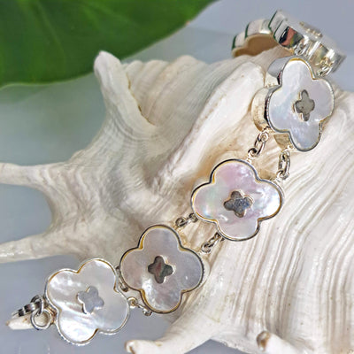 "Fancy Lady-Pirate" 7" - 7.5" Bracelet - South Sea Mother-of-Pearl, Sterling