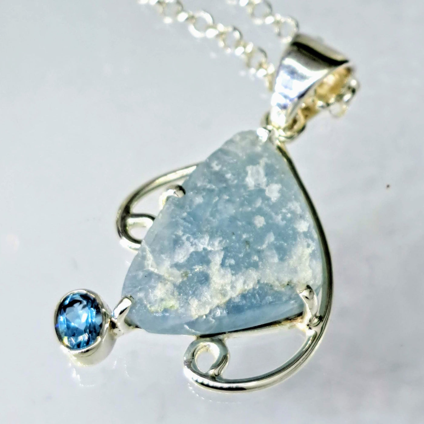 "Gorgeous Glacier" 18" Pendant Necklace - Aquamarine, Topaz, Sterling