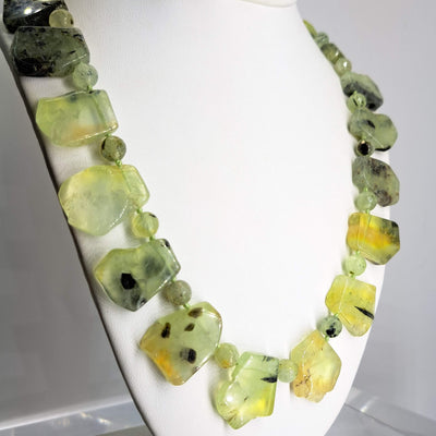 "Salt Ponds" 20"-22" Necklace - Prehnite with Epidote, Sterling